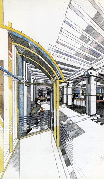 Schalterhalle Zeichnung