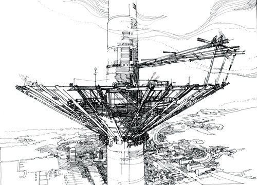 Kanzel im Bau Zeichnung